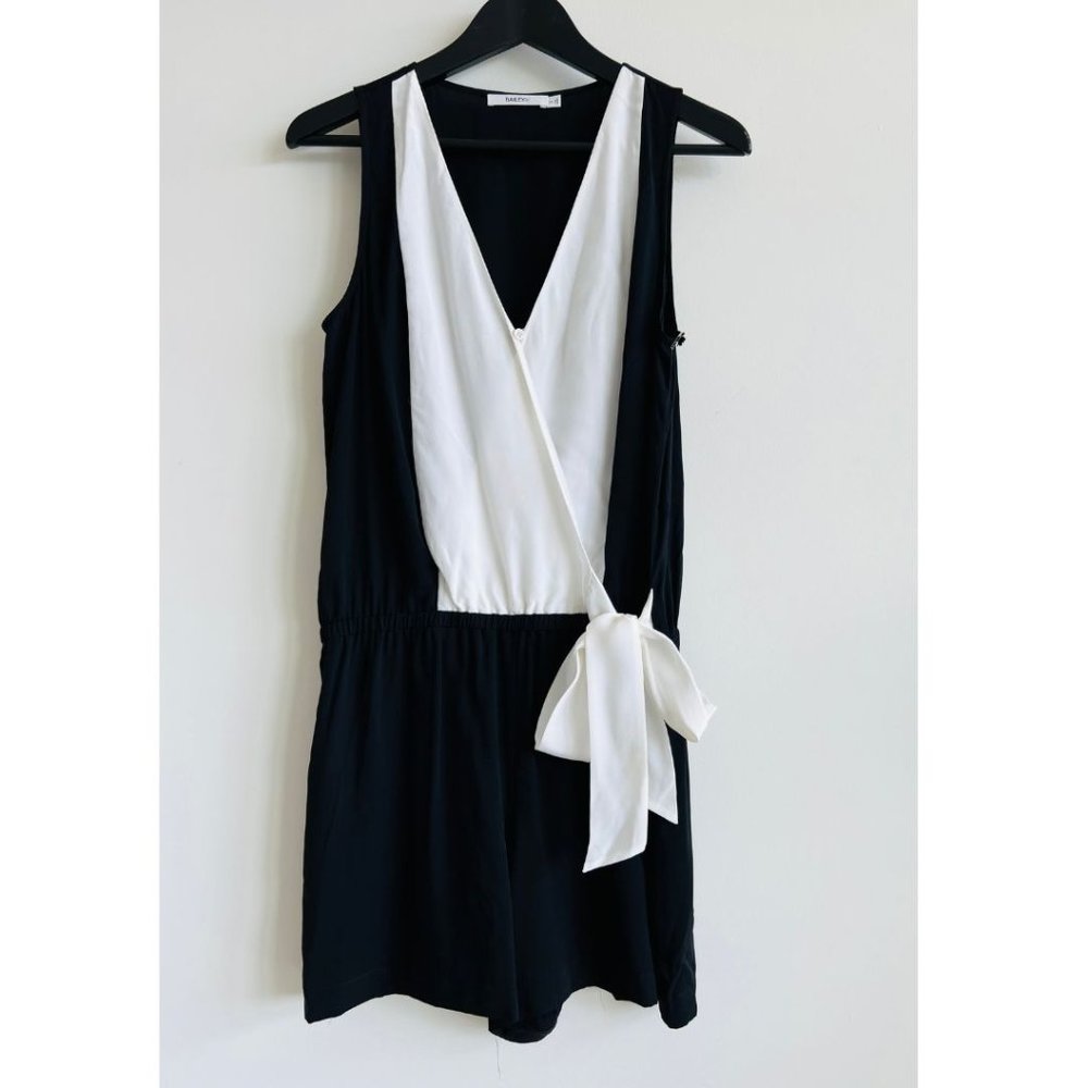 Bailey 44 silk sleeveless woven surplice romper